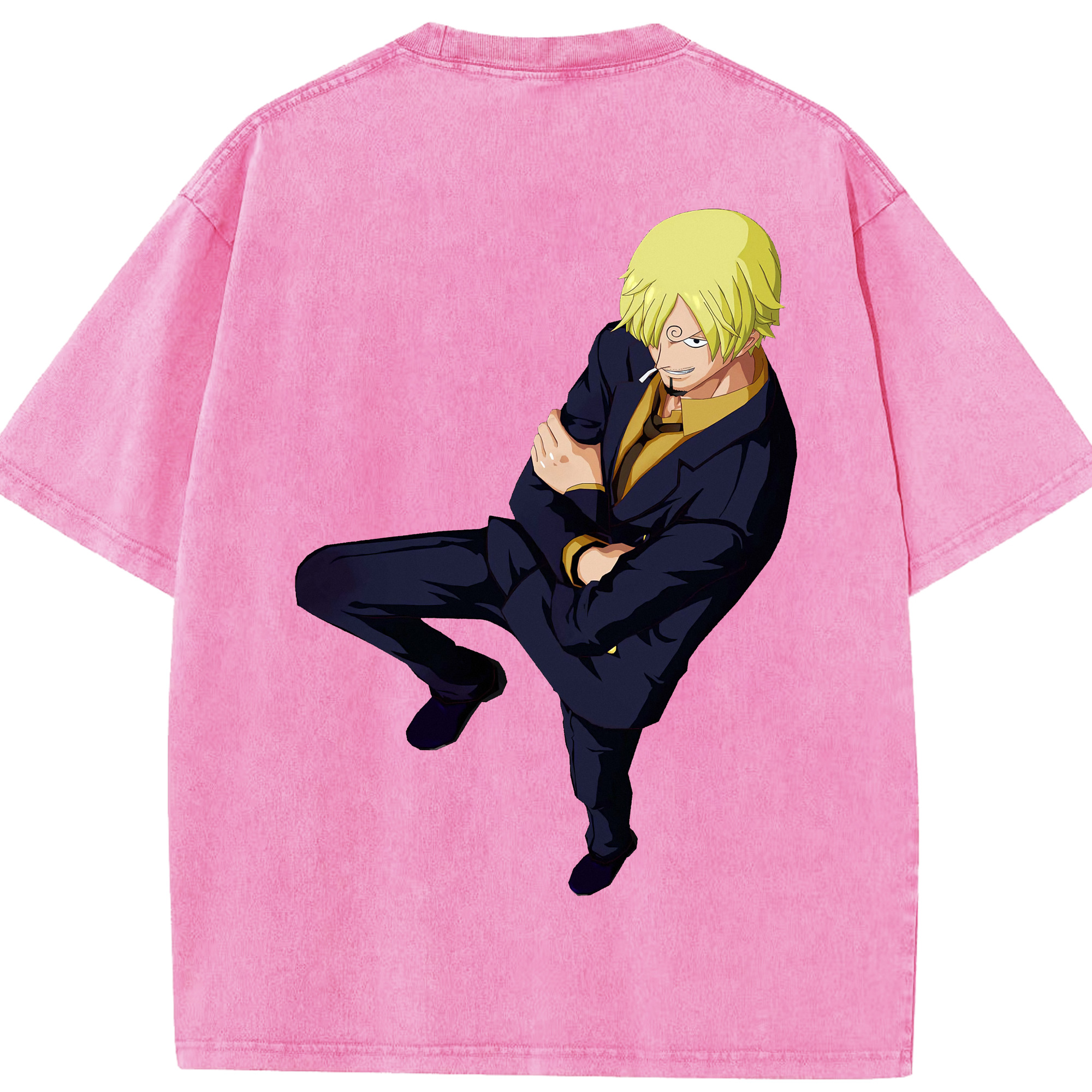 ワンピース サンジ ONE PIECE Sanji 綿100% ヴィンテージ風 半袖Tシャツ（背面プリント）